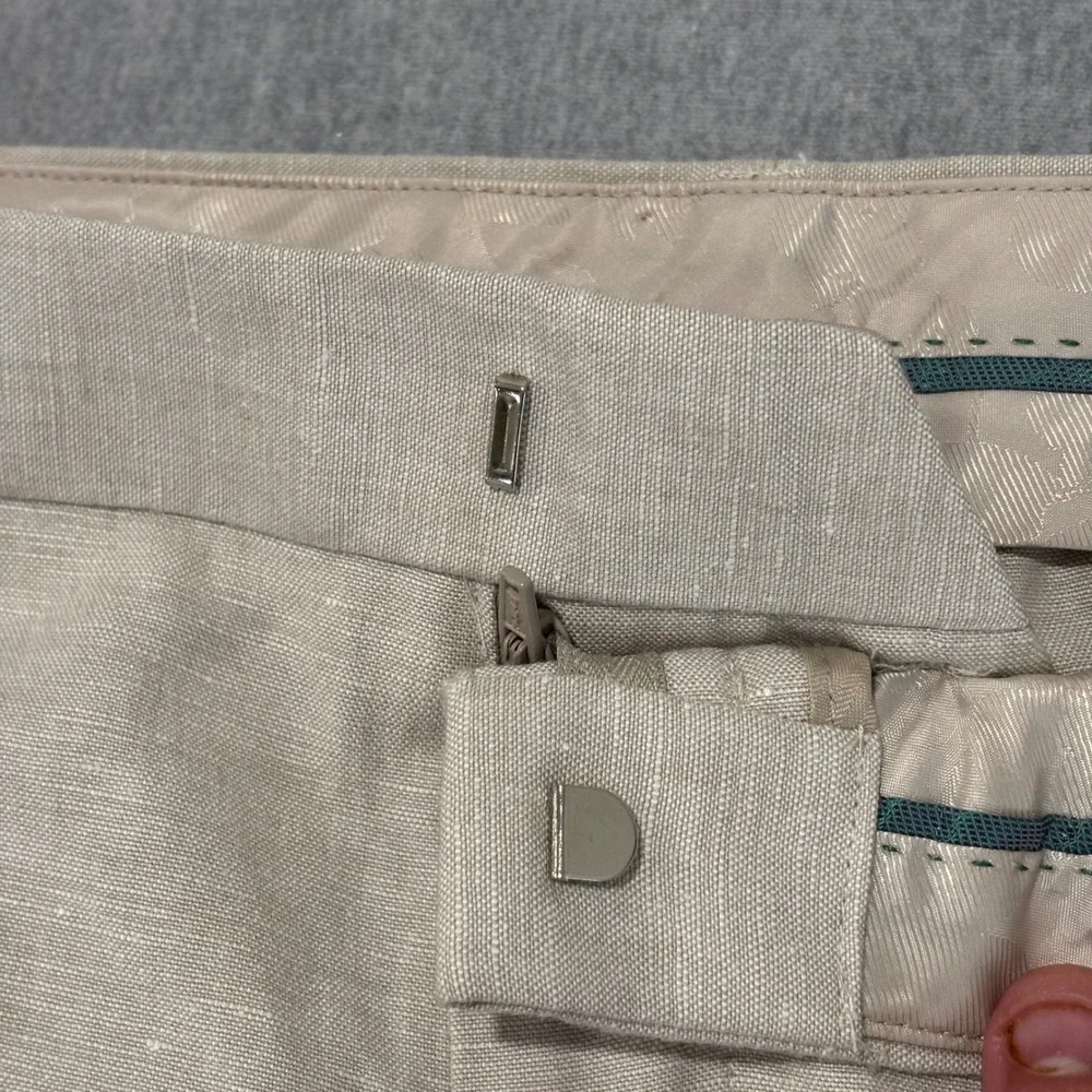 Cubavera Mens 34x30 Linen Blend Flat Front Dress Pants Beige Tan SU 34331